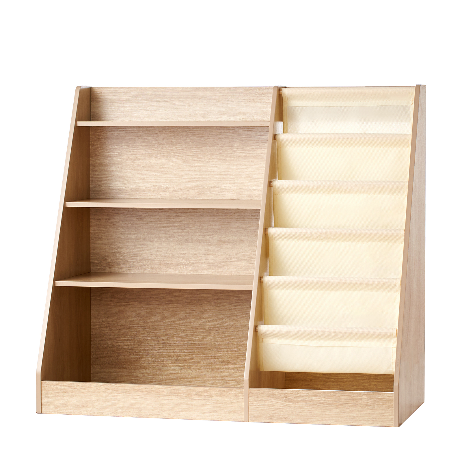 Wooden Kids Bookshelf - 4 Tier Toy Storage Organizer