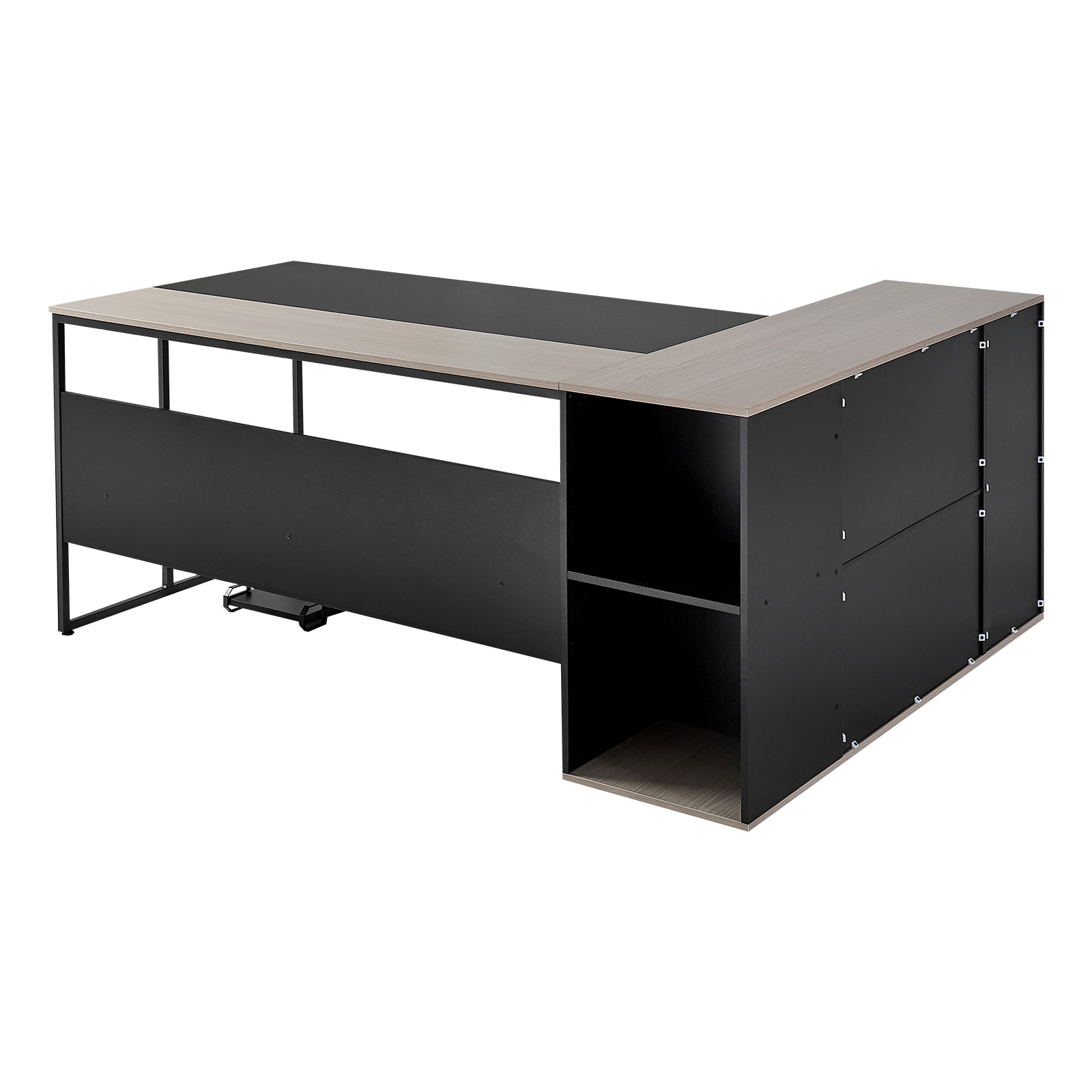 Black Grey L Shaped Desk with Storage - Office Table