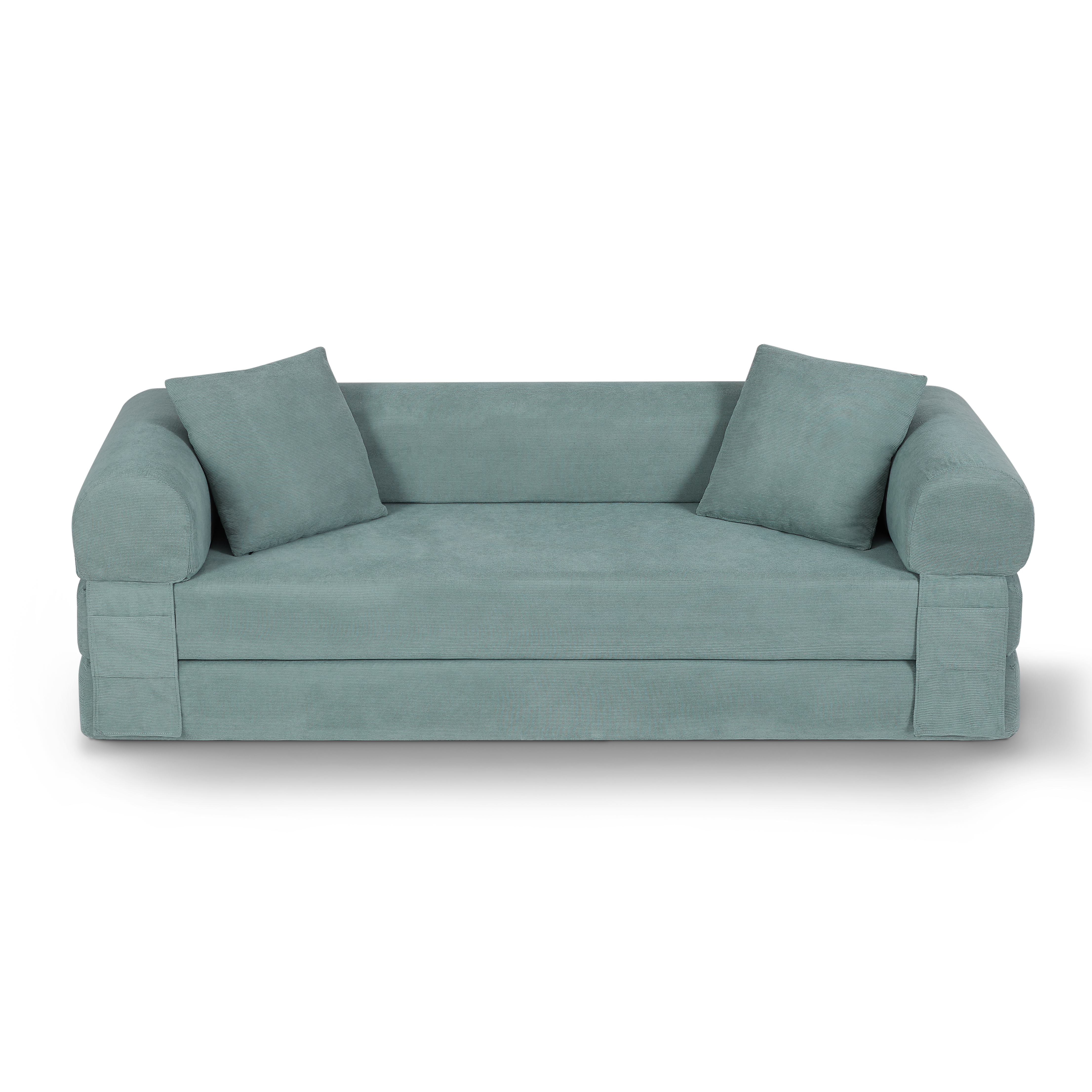 Light Green 3 Seat Foam Sofa Bed - 80 Inch Sleeper