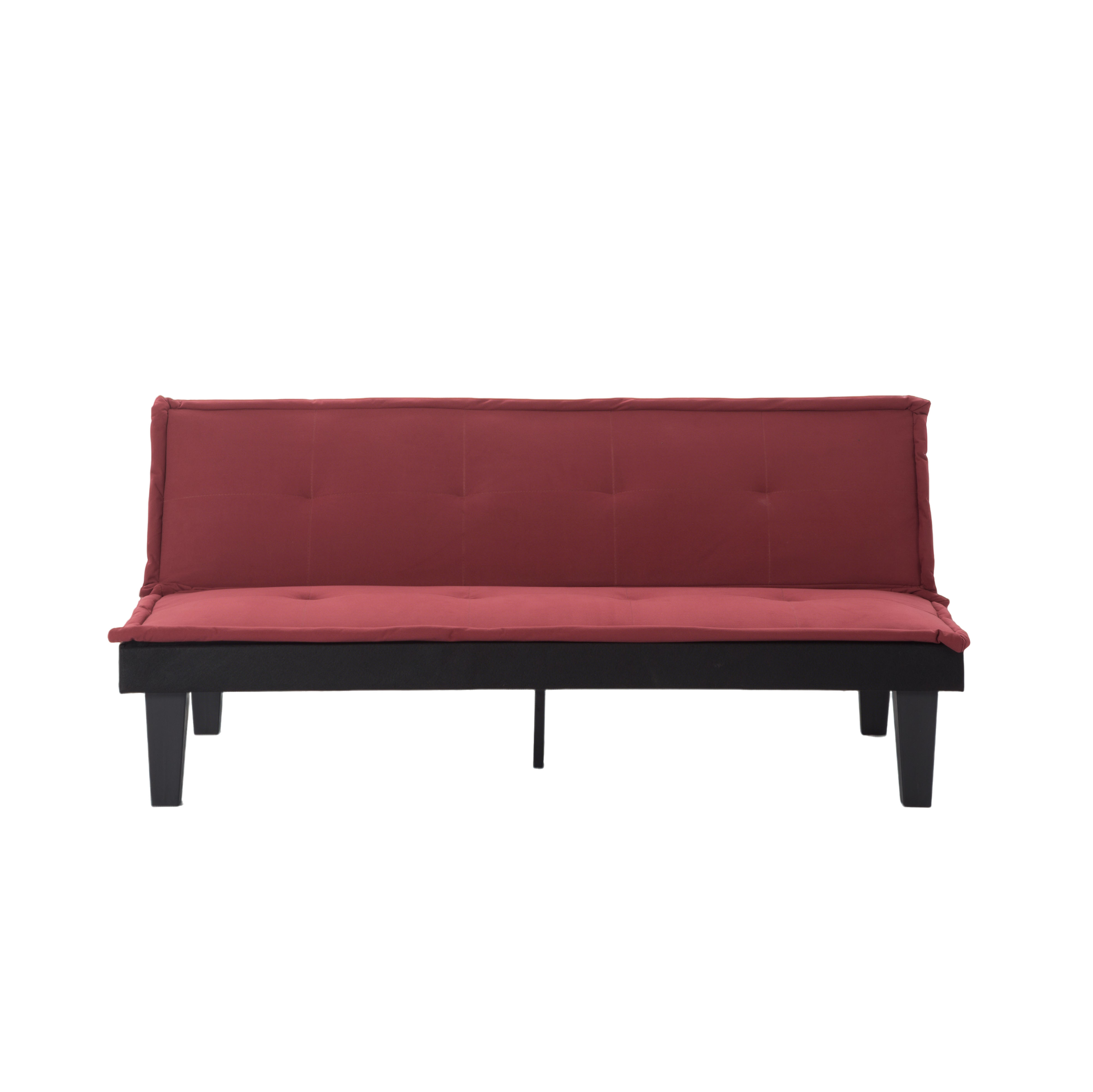 Red Twin Sofa Bed - Metal Frame, Microfiber