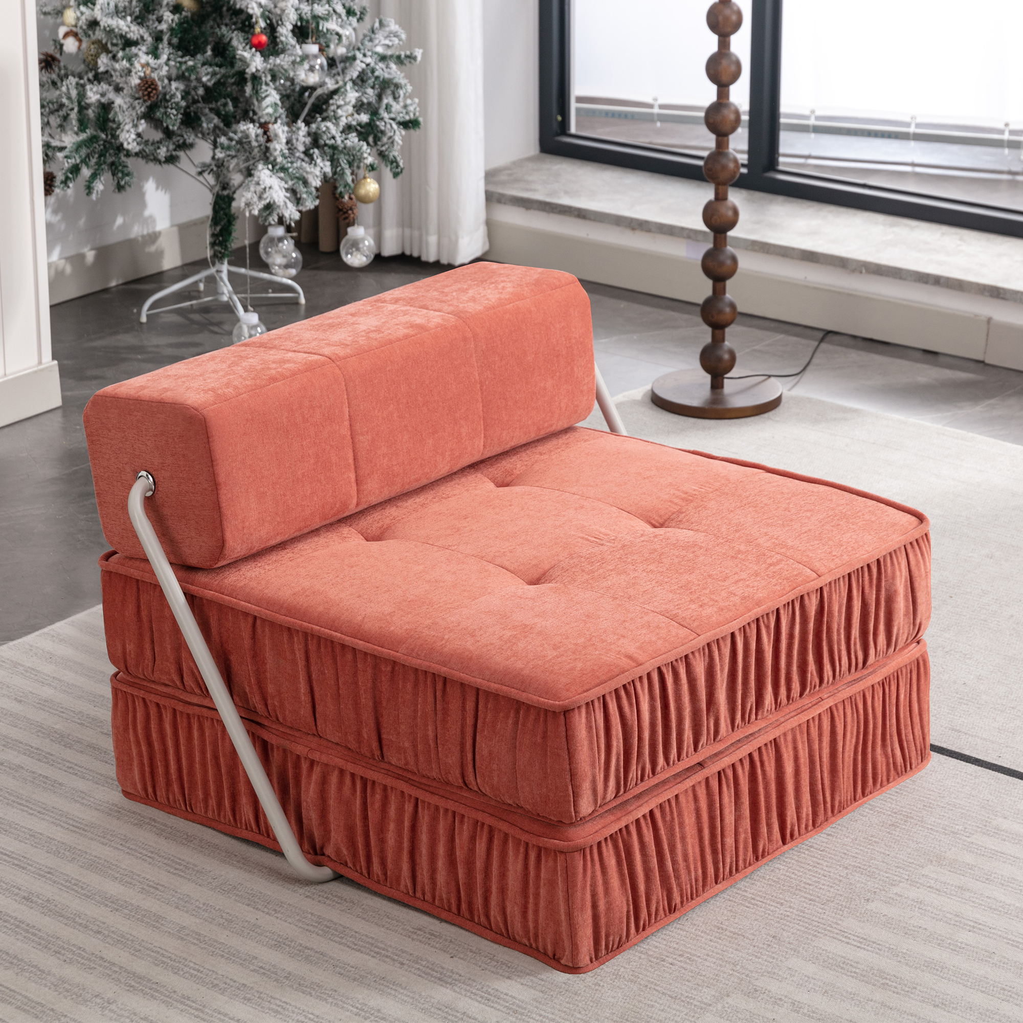 Orange Chenille Sectional Sofa - 1 Seat