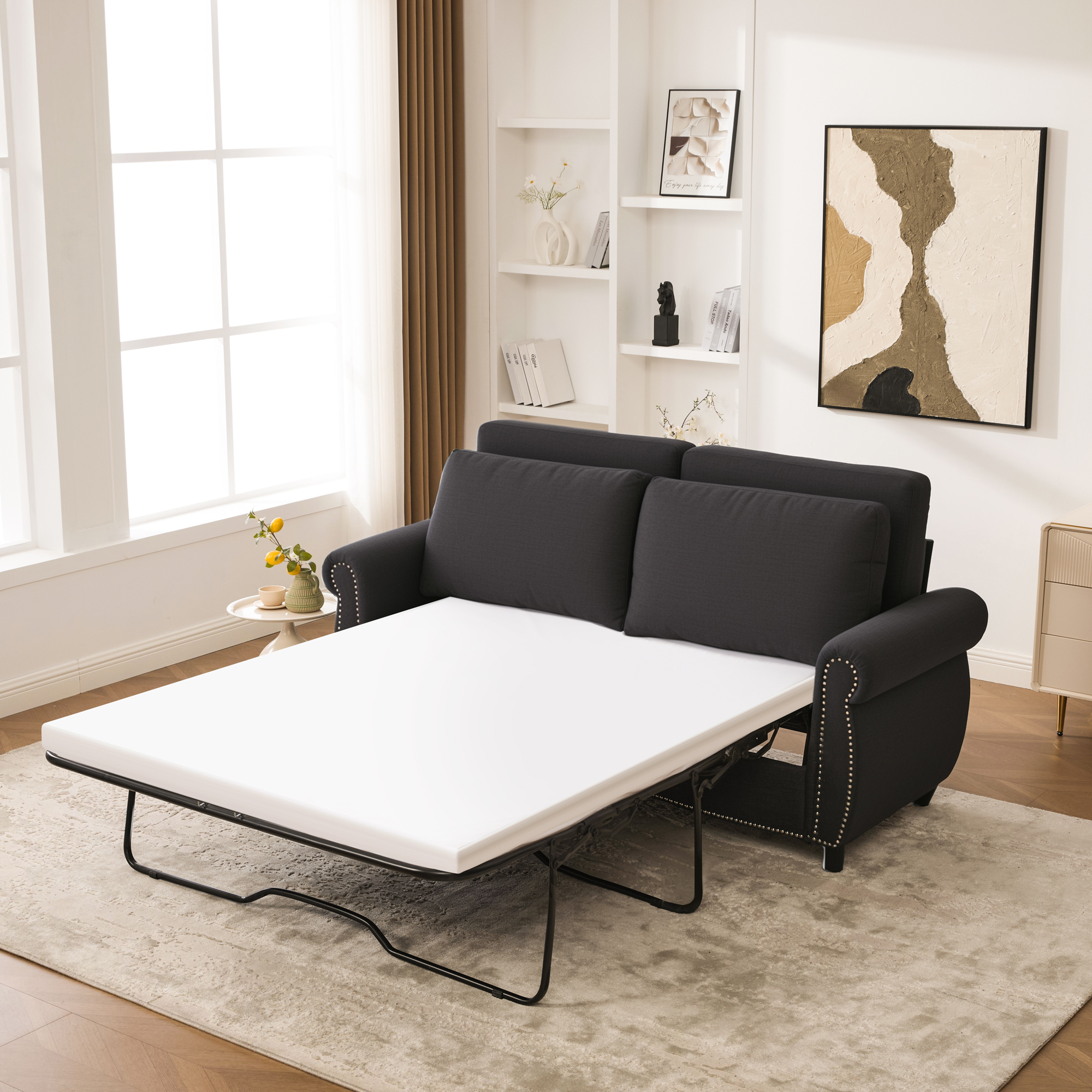 Dark Gray Sleeper Sofa Bed - 2-in-1 Sofa Bed with Mattress