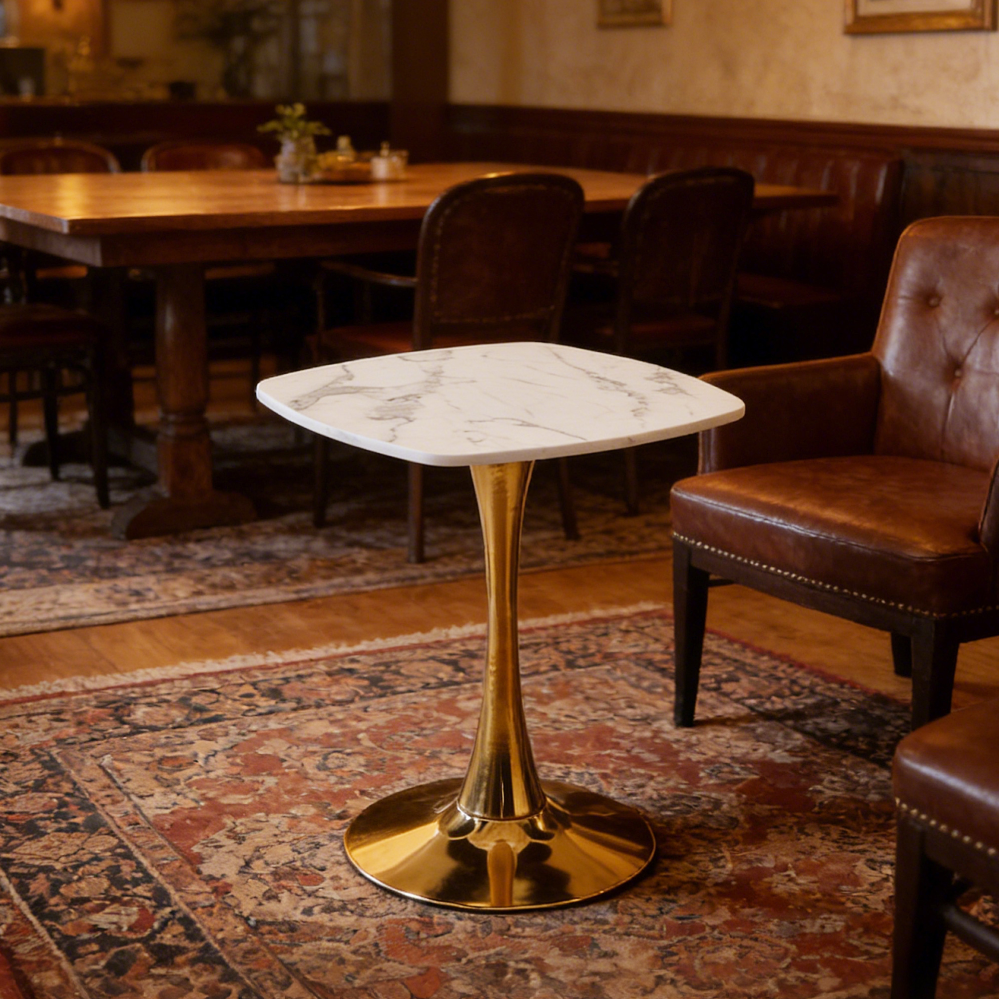Golden White Small Dining Table - 24 Inch Bistro Table