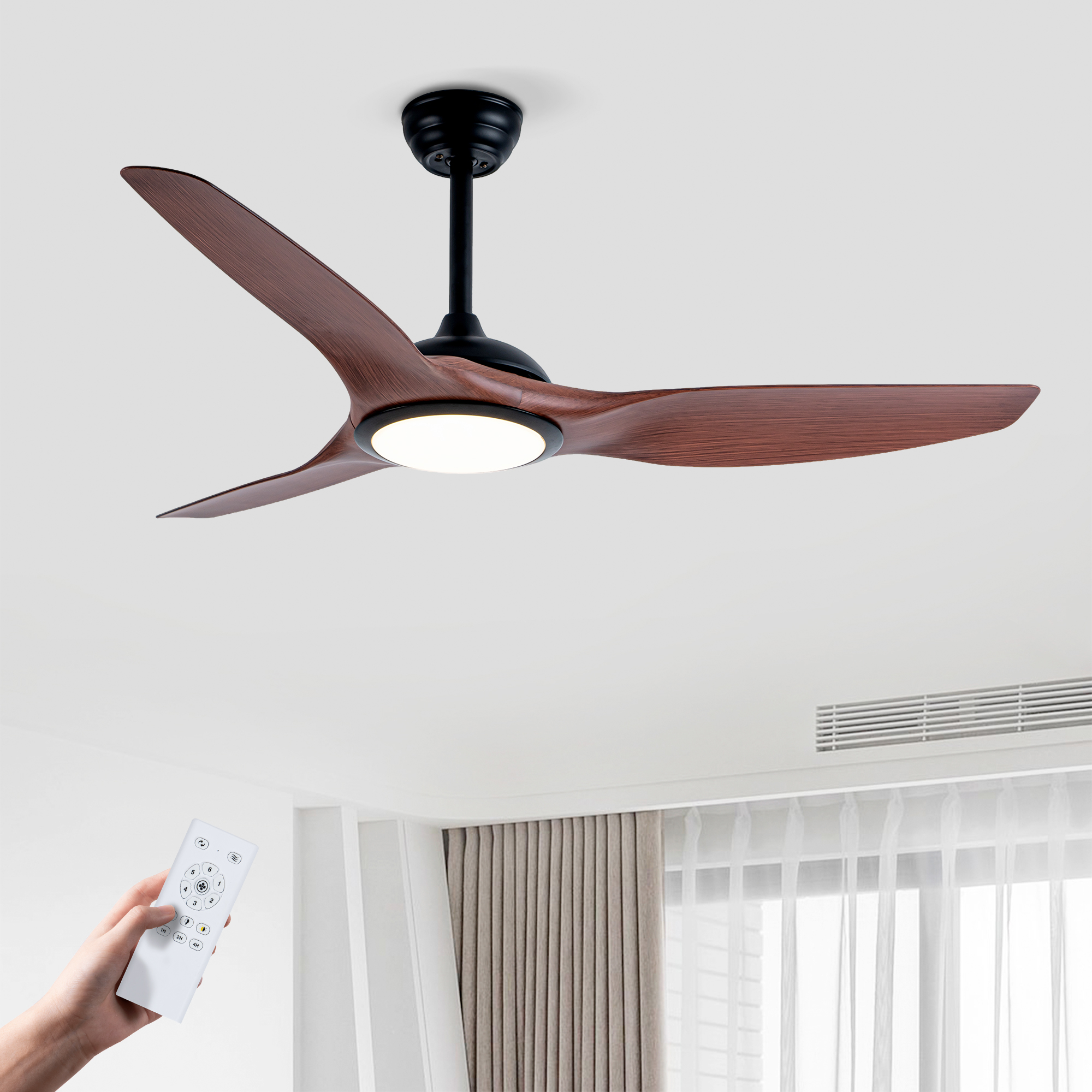 52 Inch White Ceiling Fan with Remote Control