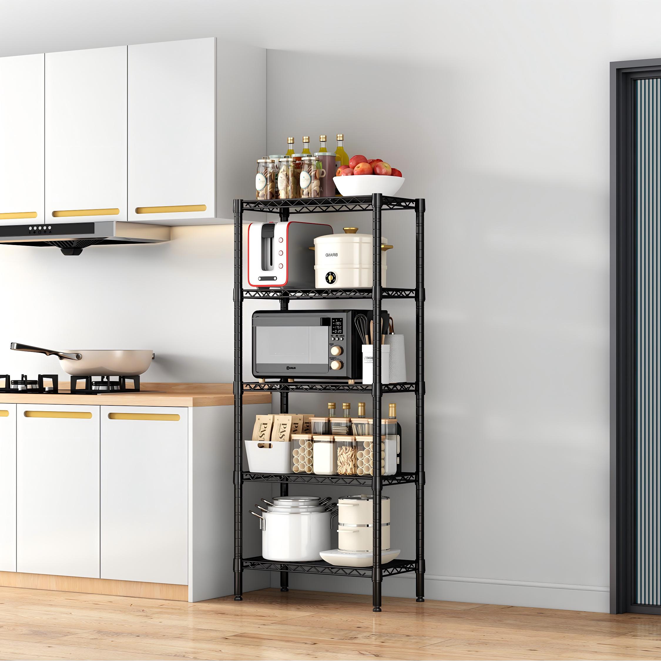 Black 5-Tier Metal Wire Shelving Unit - Storage Racks