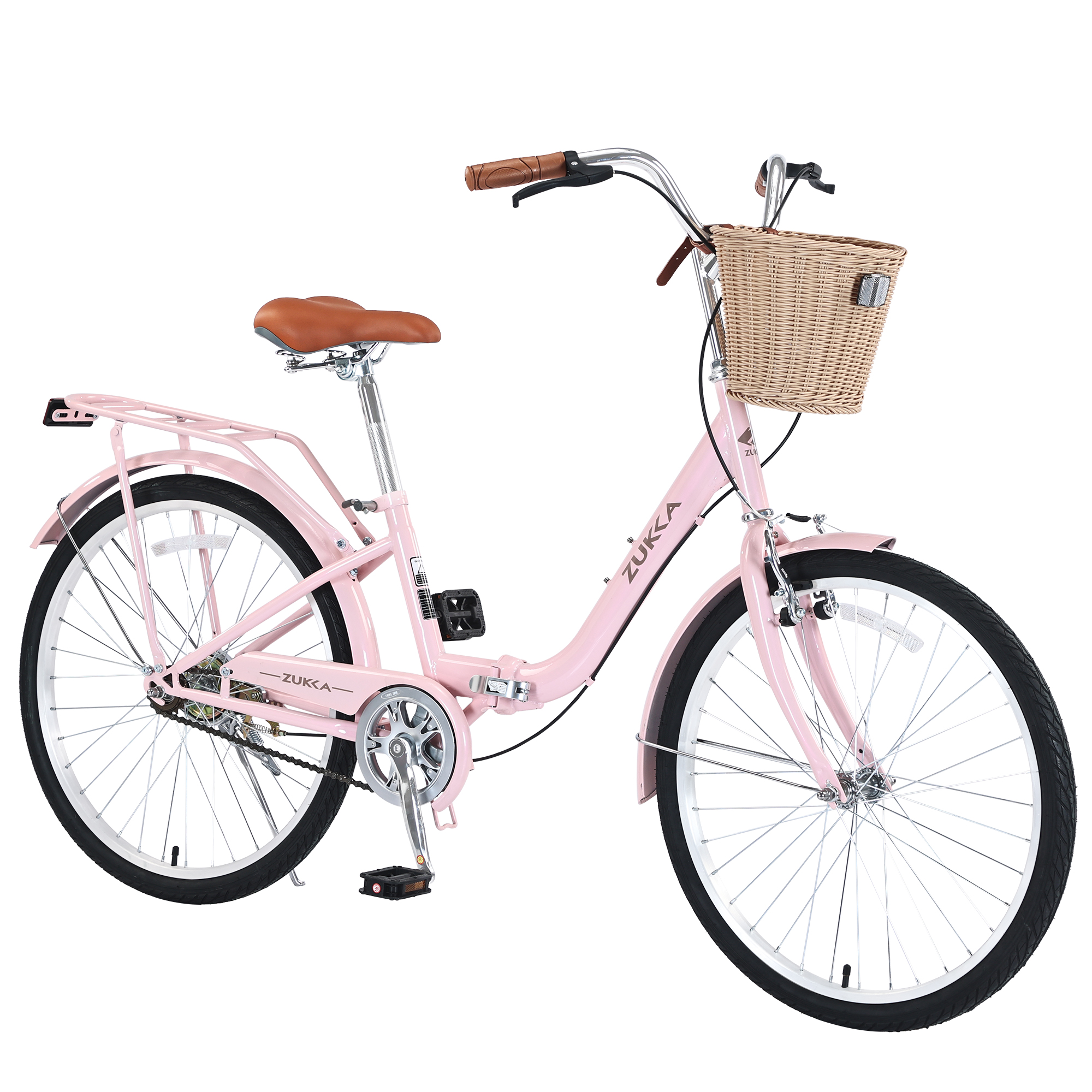 Pink 24 Inch Folding Bike for Girls - Steel Frame