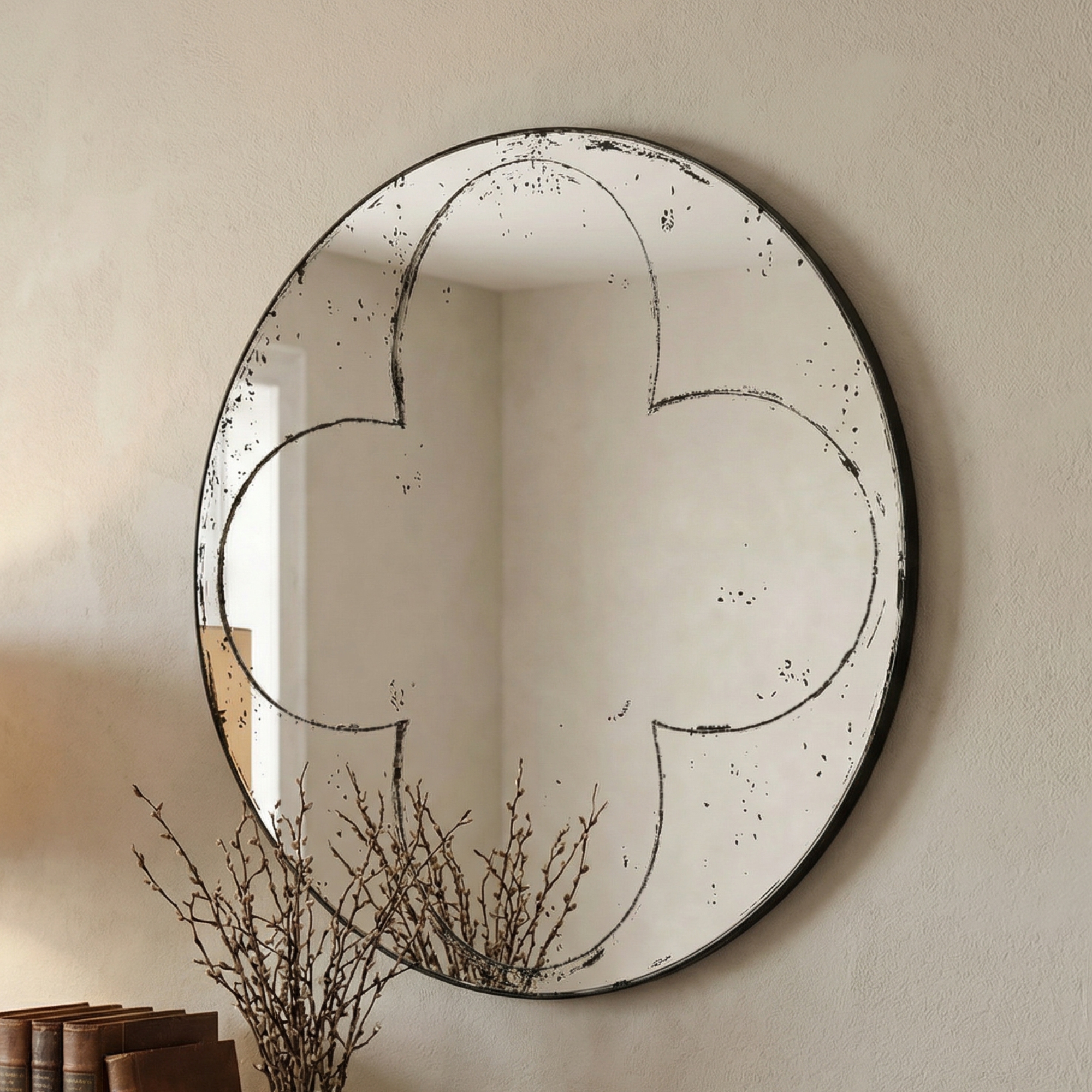 36 Inch Black & White Industrial Mirror - Wall Mounted or Tabletop
